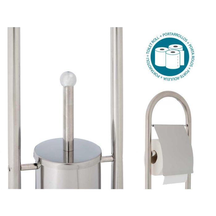 Escobillero de Metal Alto Cromado Berilo 17x75x10.5 cm, Plata (4 Unidades) 3 Escobillero de Metal Alto Cromado Berilo 17x75x10.5 cm, Plata (4 Unidades) 3