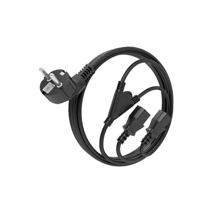 AISENS - CABLE ALIMENTACION CPU, CEE7/M-2xC13/H, NEGRO, 1.8M 1