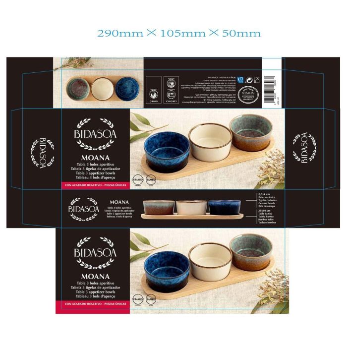 Tabla Aperitivo Bambú Cerámica Moana Bidasoa 29x10x4,5 cm 5 Tabla Aperitivo Bambú Cerámica Moana Bidasoa 29x10x4,5 cm 5