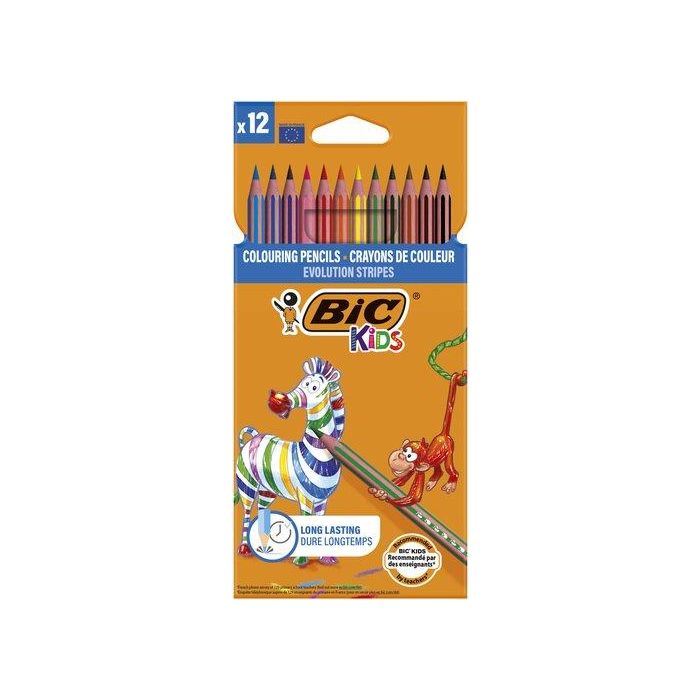 Bic Lápices De Colores Kids Evolution Stripes Estuche 12 Unidades