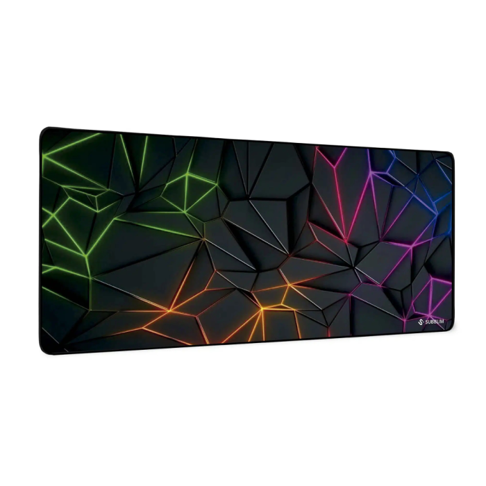 SUBBLIM Neon Obsidian XL Alfombrilla Gaming 900x400x3mm – Ratón y Teclado XXL, Superficie Micro-Texturizada HD, Base Goma Antideslizante