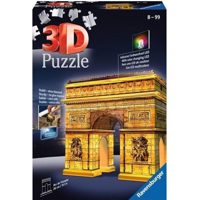 RAVENSBURGER Puzzle 3D Arc de Triomphe Night Edition 216 piezas RAVENSBURGER Puzzle 3D Arc de Triomphe Night Edition 216 piezas