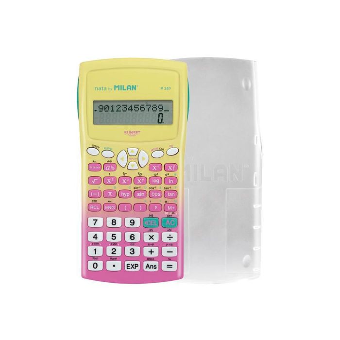 Calculadora Milan Cientifica M240 Sunset Tapa Translucida 2 Lineas 240 Funciones 10+2 Digitos Color Rosa -Amarillo 1