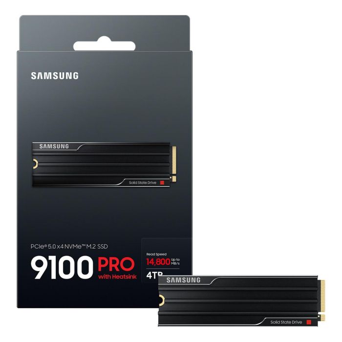 Samsung MZ-VAP4T0 990 PRO 4TB M.2 PCIe 5.0 NVMe SSD con Disipador - 14800 MB/s Lectura, 13400 MB/s Escritura - Para PC Gaming