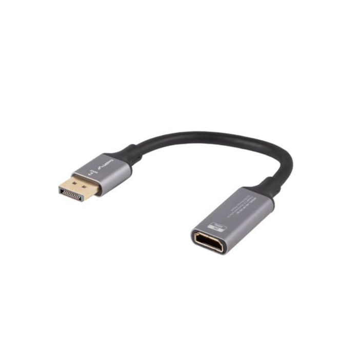 Lanberg Adaptador DisplayPort a HDMI 8K 4K UHD DP 1.4 HDMI 2.1 48Gbps Macho a Hembra Chapado en Oro 0.2m