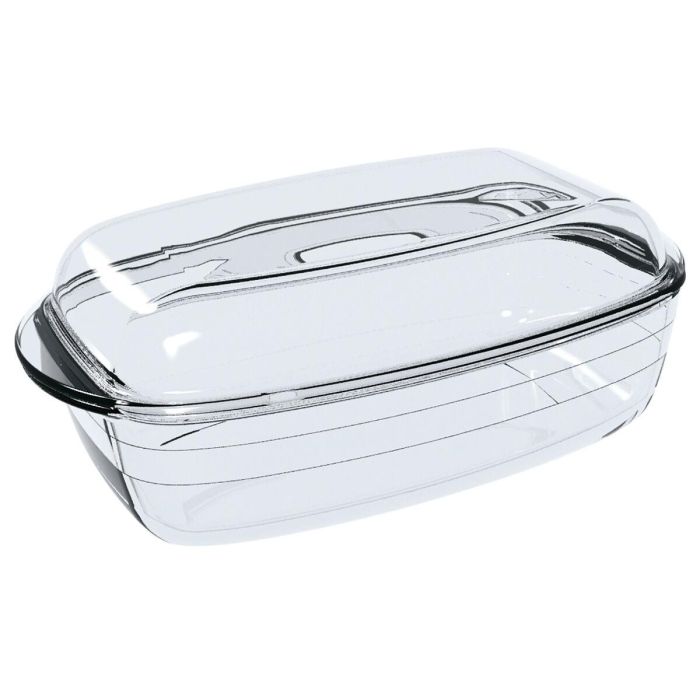 Fuente de Cocina Ô Cuisine Rectangular Con Tapa 1,6 L 2,9 L Transparente Vidrio (3 Unidades) 1