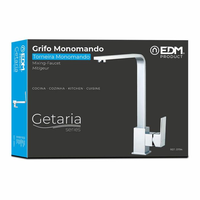 Grifo Monomando EDM 01194 Getaria Plateado Acero Inoxidable Latón Zinc 5,2 x 20,05 x 33,8 cm 1