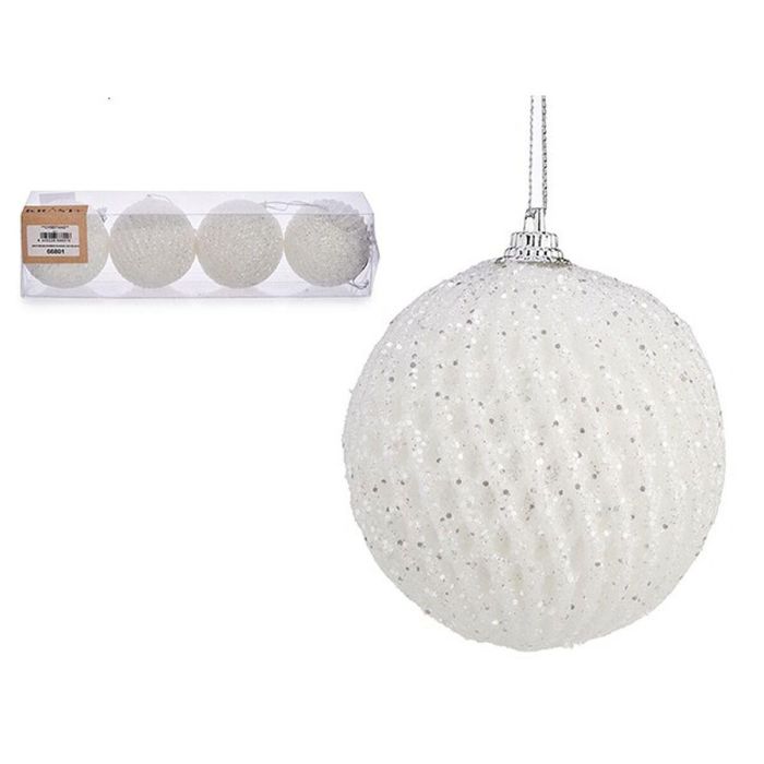 Set de Bolas de Navidad Blanco Poliestireno (12 Unidades) 1