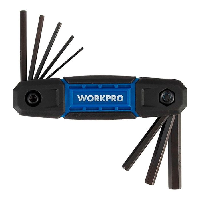 Workpro Llaves Allen Plegables CR-V, Juego Métrico de 8 Piezas: 1.5, 2, 2.5, 3, 4, 5, 6 y 8 mm, Mango Ergonómico