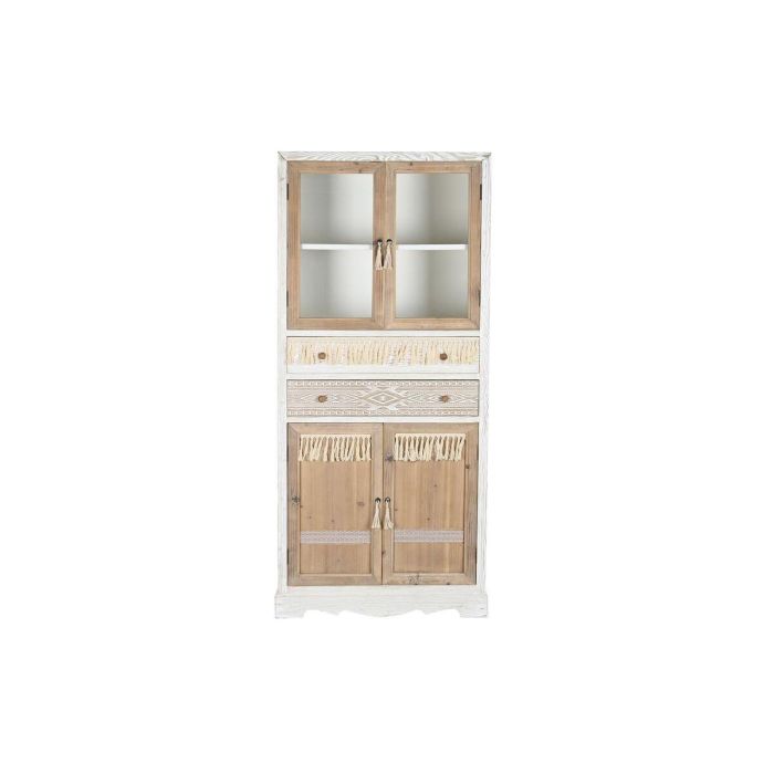 DKD Home Decor Armario Boho Abeto y Cristal, 4 Puertas, 2 Cajones, 2 Estanterías, Natural Blanco, 180x80x42 cm 4 DKD Home Decor Armario Boho Abeto y Cristal, 4 Puertas, 2 Cajones, 2 Estanterías, Natural Blanco, 180x80x42 cm 4
