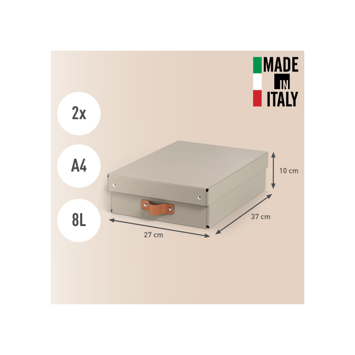 Pack 2 Cajas de Almacenamiento Cartón Mediana Baja Color Beige Leitz 61480012 2