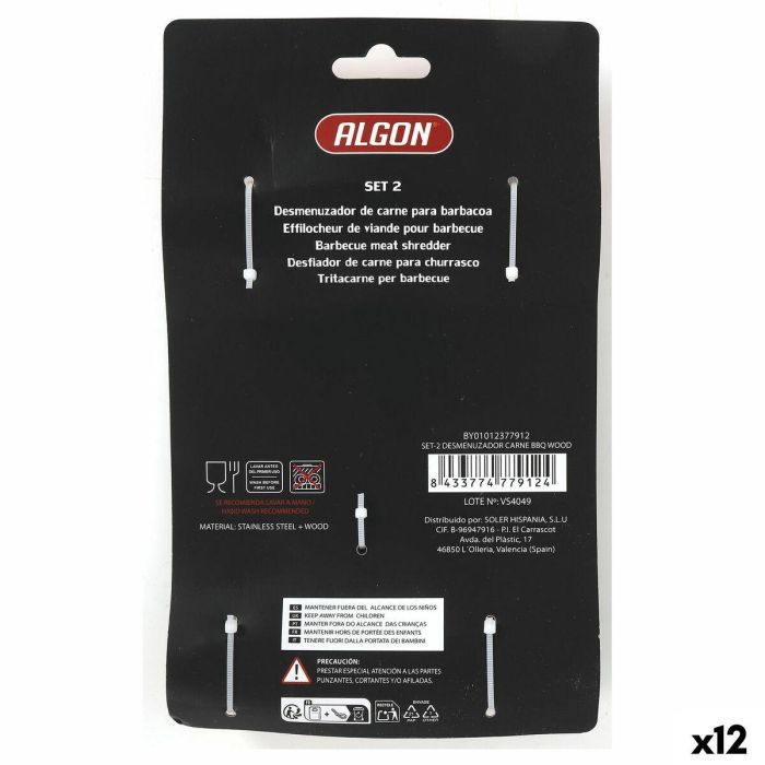 Desmenuzador de carne Algon 1,8 mm 2 Piezas (12 Unidades) 12 Desmenuzador de carne Algon 1,8 mm 2 Piezas (12 Unidades) 12