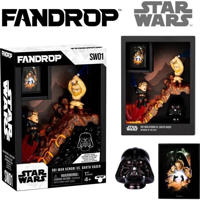 FANDROP FAN0630996920732 Figura Star Wars Obi-Wan vs Anakin con escena de culto, Vitrina y mini póster - 18 cm
