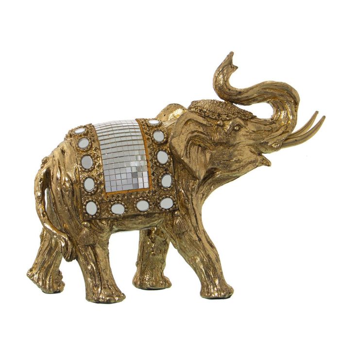 Figura Decorativa Alexandra House Living Dorado Plástico Elefante 11 x 23 x 19 cm