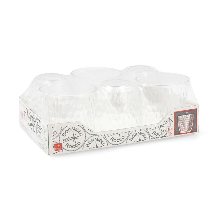 Bormioli Rocco Set 6 Vasos Bajos Vidrio Slot 29 cL Transparente con relieve, apto lavavajillas, fabricado en Italia 2 Bormioli Rocco Set 6 Vasos Bajos Vidrio Slot 29 cL Transparente con relieve, apto lavavajillas, fabricado en Italia 2