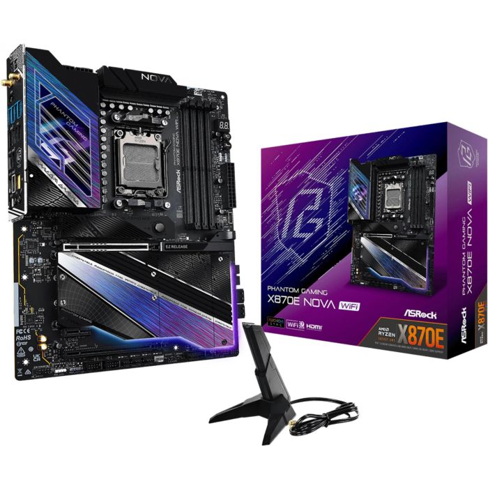 ASROCK X870E Nova WiFi (AM5) (D) Placa base AMD Zócalo AM5, Ryzen 7000/8000/9000, DDR5, Wi-Fi 7, ATX 0 ASROCK X870E Nova WiFi (AM5) (D) Placa base AMD Zócalo AM5, Ryzen 7000/8000/9000, DDR5, Wi-Fi 7, ATX 0