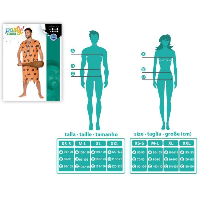 Disfraz Cavernícola Hombre Adulto Naranja Talla XL