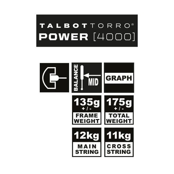 Talbot Torro Raqueta de Squash POWER 4000 TAL4015752510048 Perfil en U Cordaje US 500 Cabeza 480 cm² Marco 18.2mm 135g 175g 5 Talbot Torro Raqueta de Squash POWER 4000 TAL4015752510048 Perfil en U Cordaje US 500 Cabeza 480 cm² Marco 18.2mm 135g 175g 5