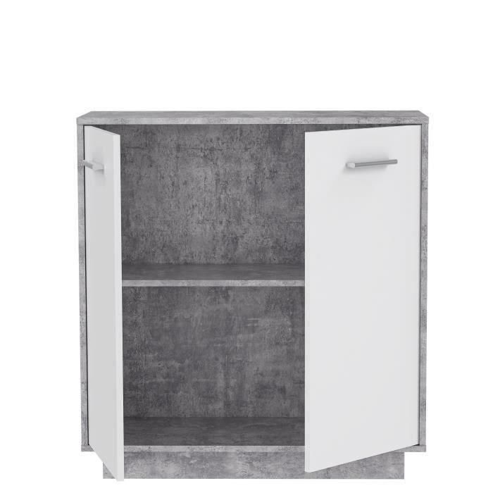 Unidad de almacenamiento PILVI con 2 puertas - Hormigón blanco y gris claro - An. 82,9 x An. 34,2 x Al. 88,1 cm 4 Unidad de almacenamiento PILVI con 2 puertas - Hormigón blanco y gris claro - An. 82,9 x An. 34,2 x Al. 88,1 cm 4