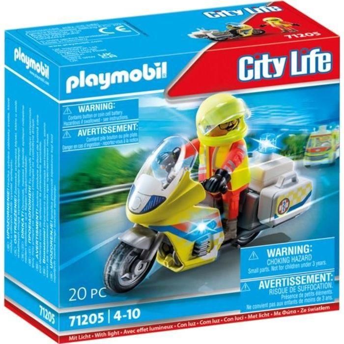 Moto de emergencias con luz intermitente playmobil city life