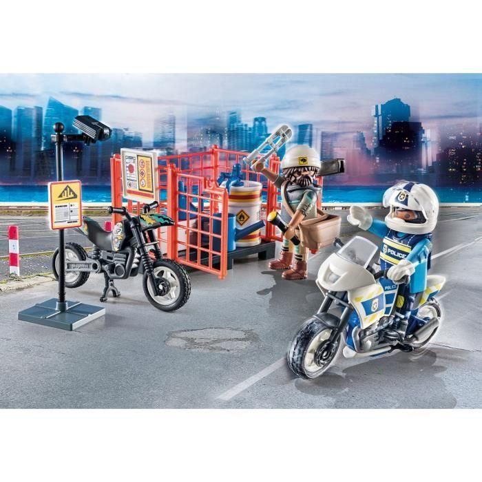 PLAYMOBIL 71381 Starter Pack Policía - City Action - Con un policía, un bandido, motos y accesorios - A partir de 4 años 1