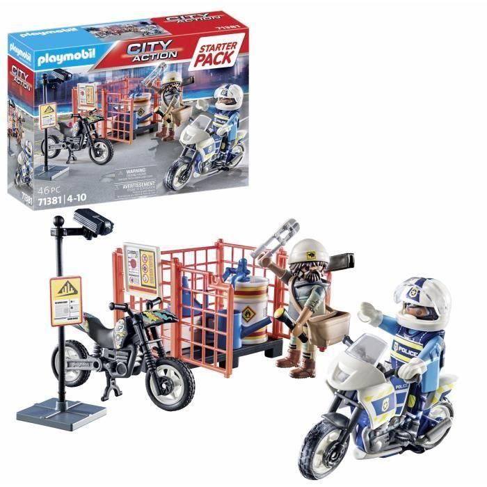 PLAYMOBIL 71381 Starter Pack Policía - City Action - Con un policía, un bandido, motos y accesorios - A partir de 4 años 3