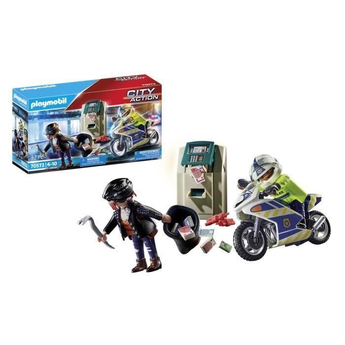 PLAYMOBIL - 70572 - Oficial de policía con motocicleta y ladrón