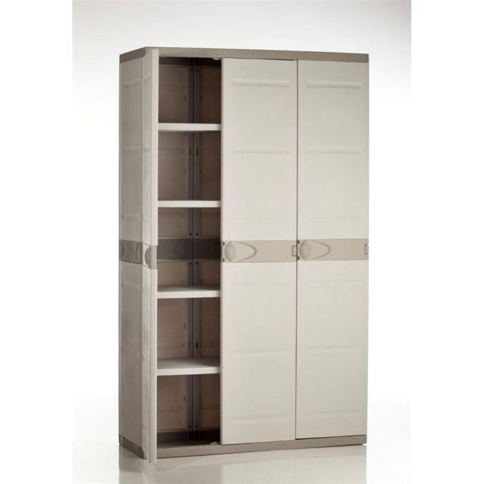 TITANIUM PLASTIKEN Armario 3 puertas con baldas + armario l105 x p44 x h176 cm Beige y Taupe Gama TITANIUM Interior / Exterior 1 TITANIUM PLASTIKEN Armario 3 puertas con baldas + armario l105 x p44 x h176 cm Beige y Taupe Gama TITANIUM Interior / Exterior 1