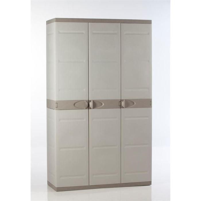 TITANIUM PLASTIKEN Armario 3 puertas con baldas + armario l105 x p44 x h176 cm Beige y Taupe Gama TITANIUM Interior / Exterior TITANIUM PLASTIKEN Armario 3 puertas con baldas + armario l105 x p44 x h176 cm Beige y Taupe Gama TITANIUM Interior / Exterior