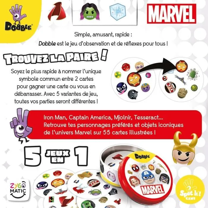 Asmodee Dobble: Marvel Emoji (Eco Sleeve) Juego de Fiesta para Niños a Partir de 6 Años - ASM1700573021314 2