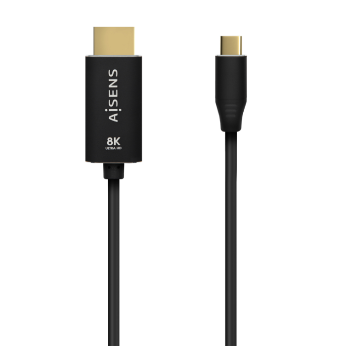 Cable Conversor Aisens A109-0711/ USB Tipo-C Macho - HDMI 8K Macho/ Hasta 27W/ 6000Mbps/ 1m/ Negro Cable Conversor Aisens A109-0711/ USB Tipo-C Macho - HDMI 8K Macho/ Hasta 27W/ 6000Mbps/ 1m/ Negro