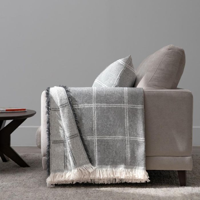 Colcha Cuadros Gris Perla Algodón 250 X 260 cm