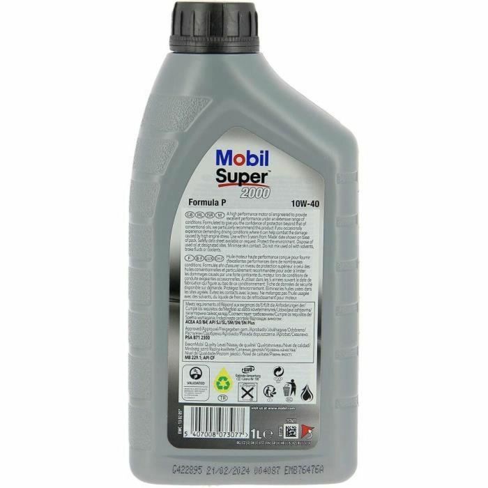 Aceite de Motor para Coche Mobil S2000 10W40 Formula-P 10W40 1 L 1 Aceite de Motor para Coche Mobil S2000 10W40 Formula-P 10W40 1 L 1