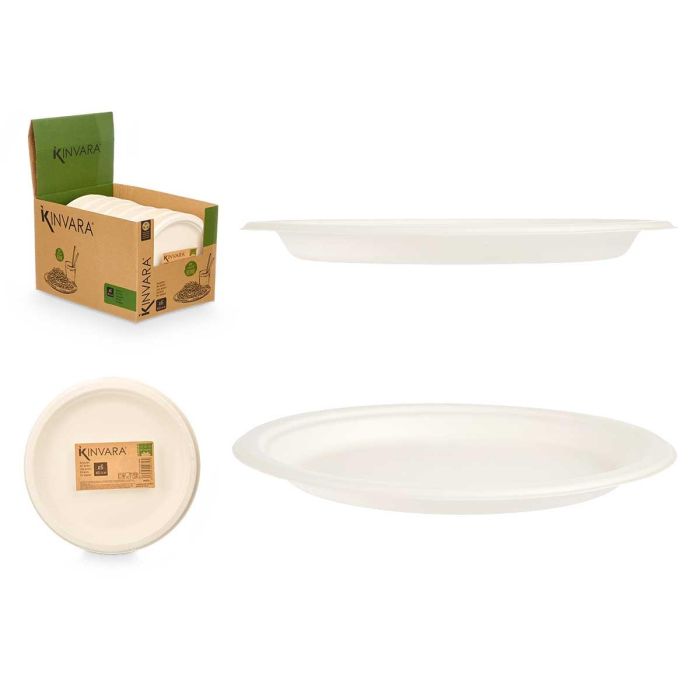 Set 6 Platos Llanos Biodegradables Kinvara 22.5x22.5 cm - Blanco (64 Unidades) Set 6 Platos Llanos Biodegradables Kinvara 22.5x22.5 cm - Blanco (64 Unidades)