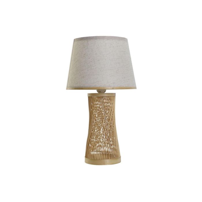 DKD Home Decor Lámpara de Sobremesa Urban Bambú Marrón Natural Plafón Tela 45x26x26 cm E27 50W
