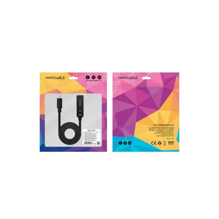 Nano Cable 10.01.1311 Cable Alargador USB Tipo-C 3.2 Macho-Hembra con Amplificador 5m Negro 4 Nano Cable 10.01.1311 Cable Alargador USB Tipo-C 3.2 Macho-Hembra con Amplificador 5m Negro 4