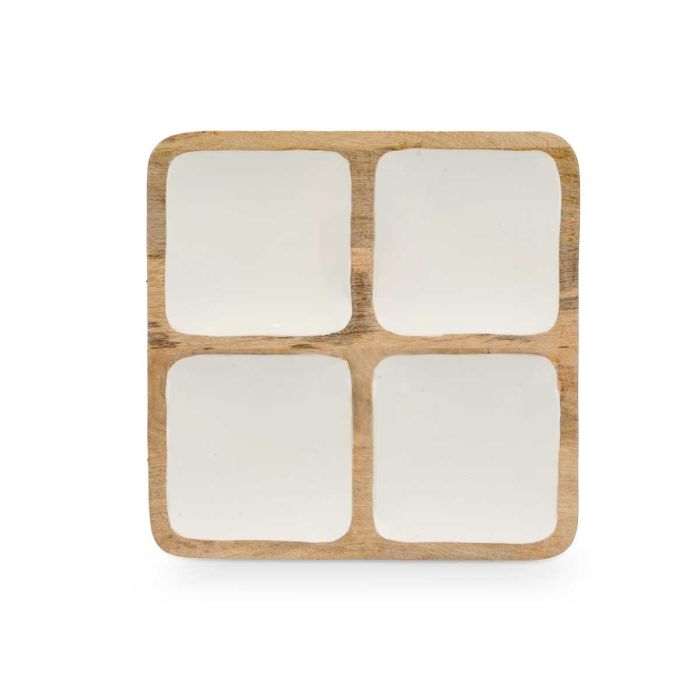 Bandeja Cuadrada 4 Espacios Madera Mango Blanco Giftdecor 29X3CM (6 Unidades) 2 Bandeja Cuadrada 4 Espacios Madera Mango Blanco Giftdecor 29X3CM (6 Unidades) 2