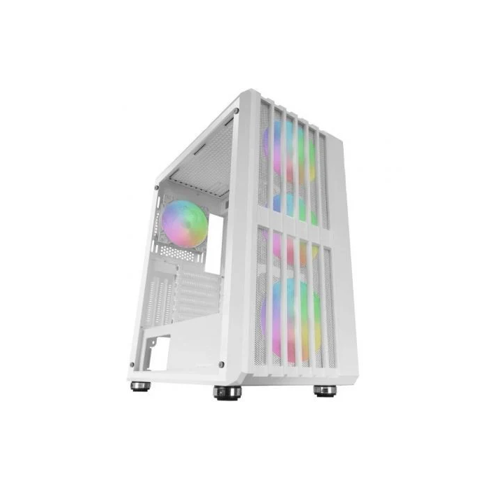 Mars Gaming Caja Semitorre MC-VAULT Blanca con 4 Ventiladores ARGB, Cristal Templado, ATX