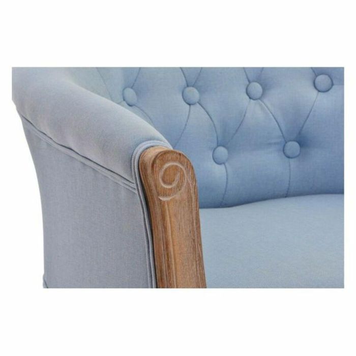 Banqueta DKD Home Decor Azul Poliéster Madera Madera de caucho 58 x 56 x 69 cm 3