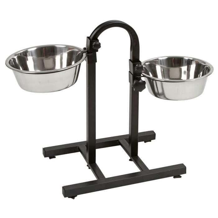 Kerbl Comedero Doble Elevado para Perros con 2 Cuencos de Acero Inoxidable de 2800 ml y Marco de PVC, Altura 52 cm 1