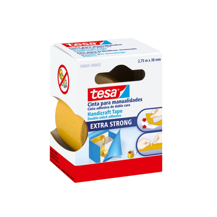Tesa Cinta Doble Cara Extra Fuerte para Manualidades 2,75 mt x 38 mm 1 Tesa Cinta Doble Cara Extra Fuerte para Manualidades 2,75 mt x 38 mm 1