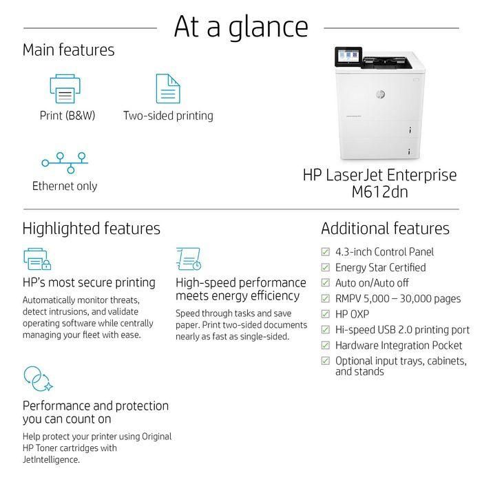 HP Impresora laser monocromo LaserJet Enterprise M612dn 5 HP Impresora laser monocromo LaserJet Enterprise M612dn 5