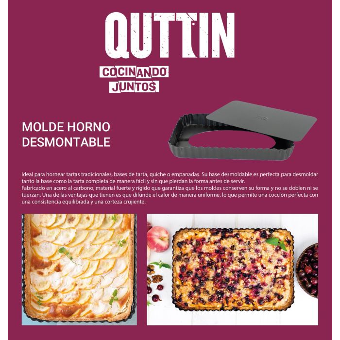 Molde para horno desmontable Quttin 25.5x17.2x3 cm (12 Unidades) 2 Molde para horno desmontable Quttin 25.5x17.2x3 cm (12 Unidades) 2