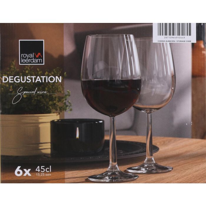 Royal Leerdam Set 6 Copas de Vino Degustation de 45 cl, Medidas individuales 7 x 8.5 x 20.1 cm 1