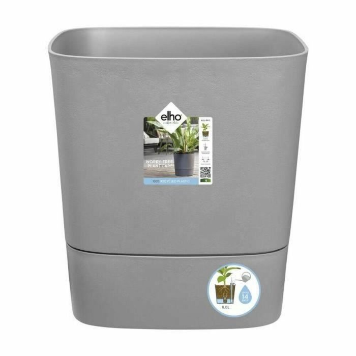 Elho Greensense Aqua Care Square 38 Maceta Cuadrada de Cemento Claro para Interior y Exterior, Medidas: Ø 38 x H 38.9 cm