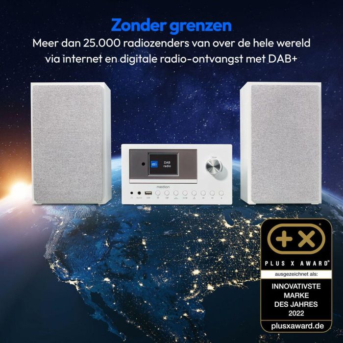 Medion AAAPE16825 Minicadena Hi-Fi Radio por Internet DAB/FM Reproductor de CD 2x15W RMS Blanco 6 Medion AAAPE16825 Minicadena Hi-Fi Radio por Internet DAB/FM Reproductor de CD 2x15W RMS Blanco 6