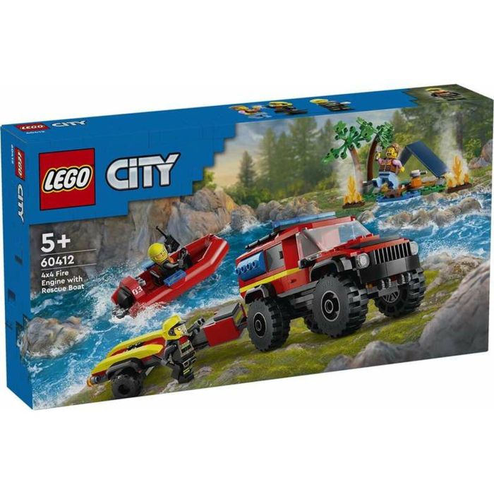 Juego de construccion camión de bomberos 4x4 con barco de rescate lego city