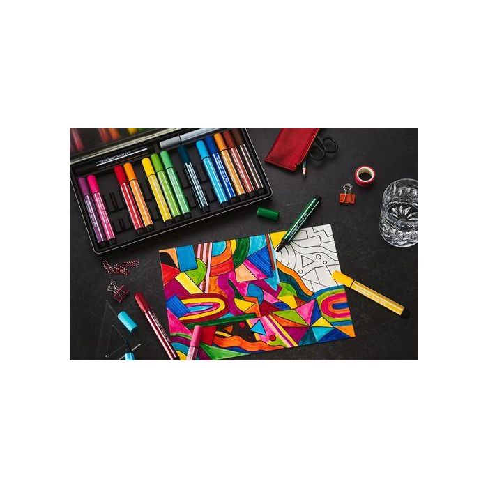 Estuche Arty con 6 Colores-Rotulador Premium con Punta Biselada Pen 68 Max Stabilo 768/06-21 2