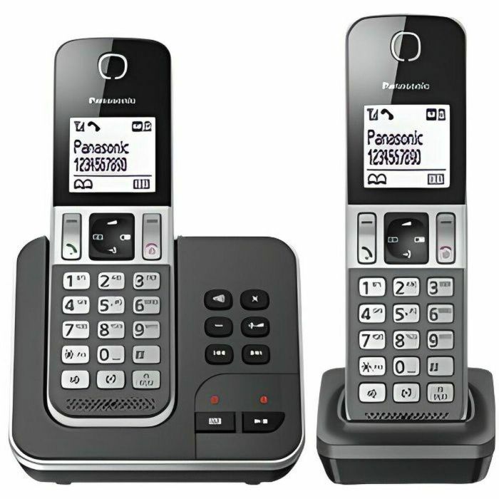 Panasonic KX-TGD322FRG Teléfono Inalámbrico Duo con Contestador Automático, Directorio 120 Nombres, Teclado Iluminado, 30 Min Grabación, Negro