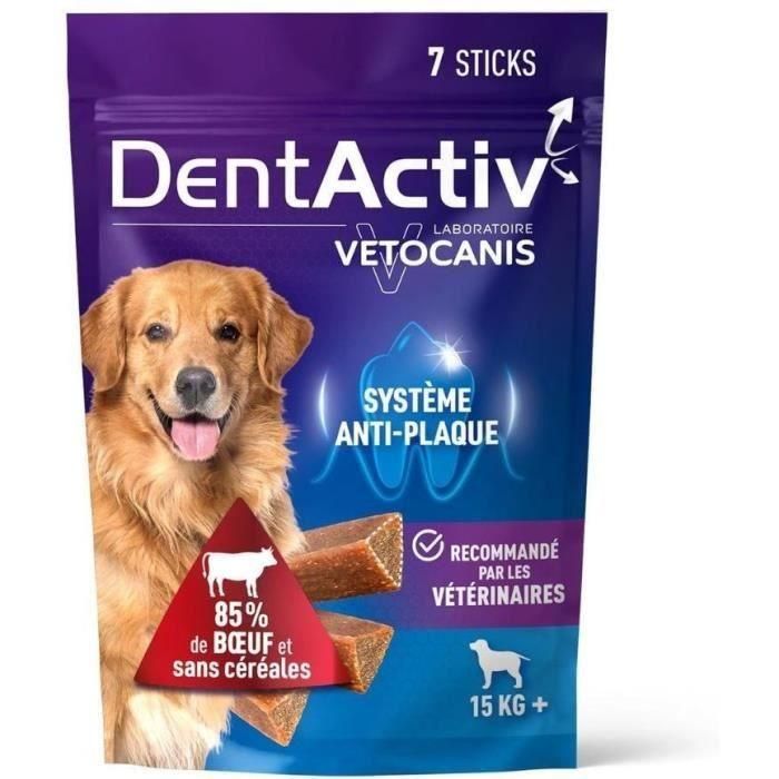 DentActiv - 7 Barritas - VETOCANIS - 7 Barritas de higiene bucal de carne de vacuno para perros de más de 15 kg DentActiv - 7 Barritas - VETOCANIS - 7 Barritas de higiene bucal de carne de vacuno para perros de más de 15 kg